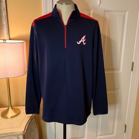 NWOT Men's Atlanta Braves MLB Genuine Merchandise Half Zip Pullover Shirt LARGE - Picture 1 of 3
